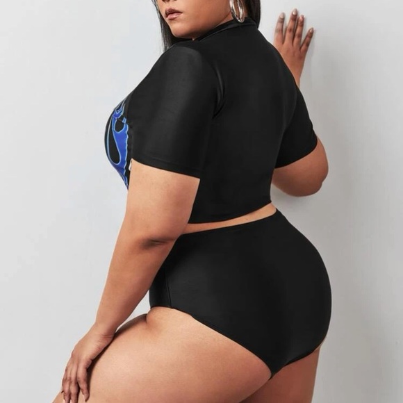 Fire Print Zip Up Bikini - Picture 3 of 4